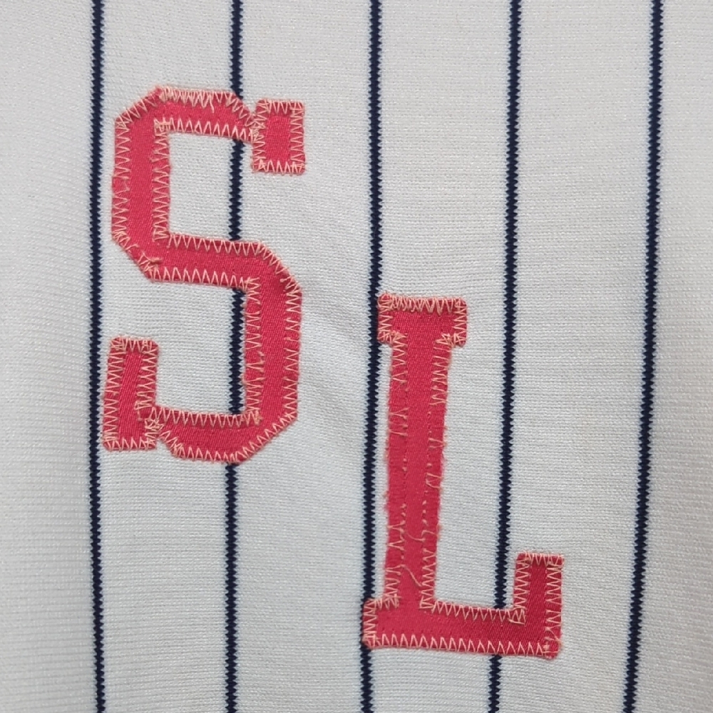 Vtg 70s 80s Wilson Baseball Uniform Jersey Pinstripe White Blue Red 16 USA SMALL - Picture 7 of 15